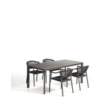 Tischset Anafi aus gesintertem Stein und graphitgrauem Aluminium sowie 4 Stühle Livadia aus graphitgrauem Aluminium, 180 x 90 cm von Kave Home – Bild 1