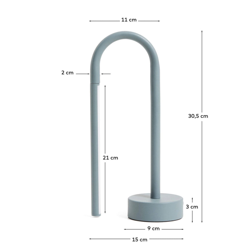 Tragbare Tischlampe Bow aus blauem Aluminium von Kave Home – Bild 2