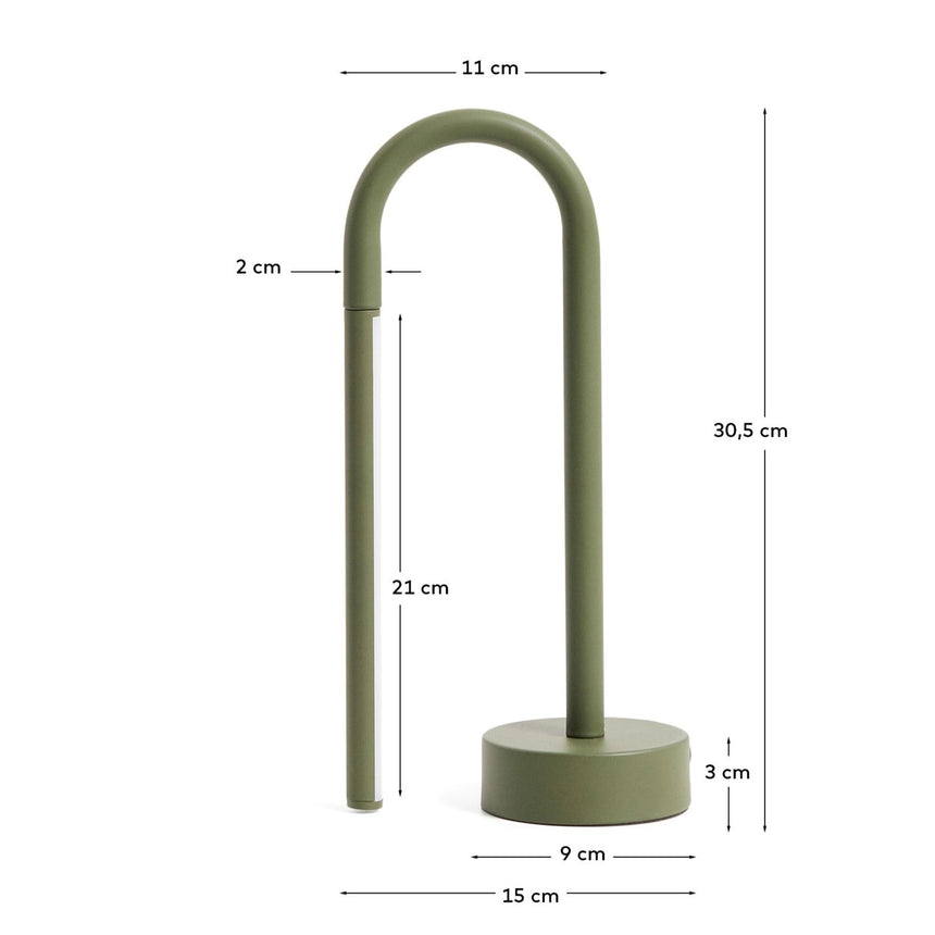 Tragbare Tischlampe Bow aus grünem Aluminium von Kave Home – Bild 2