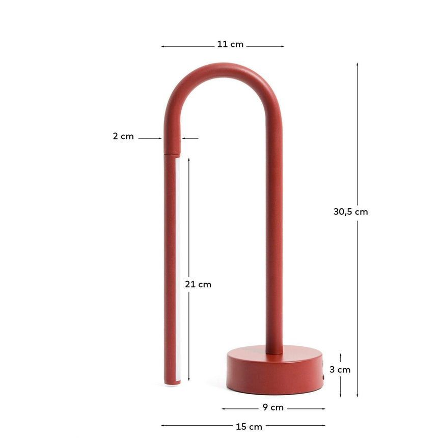 Tragbare Tischlampe Bow aus rotem Aluminium von Kave Home – Bild 2