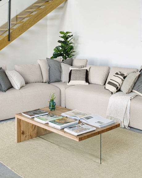 Tulsi Couchtisch aus massiver Eiche und Glas 120 x 70 cm von Kave Home – Produktbild 4