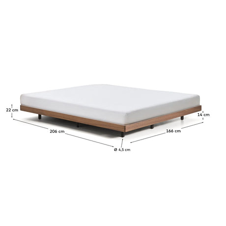 Unterbau Norlen aus Nussbaumfurnier mit dunklem Finish für Matratzen 160 x 200 cm FSC Mix Credit von Kave Home – Produktbild 3