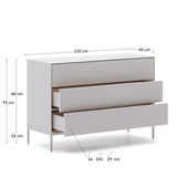 Vedrana Kommode 3 Schubladen MDF weiß lackiert 110 x 75 cm von Kave Home – Bild 3