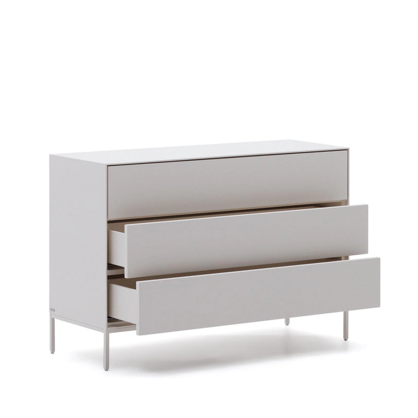Vedrana Kommode 3 Schubladen MDF weiß lackiert 110 x 75 cm von Kave Home – Bild 7