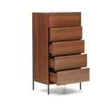 Vedrana Kommode 5 Schubladen aus Nussholzfurnier oder Holz und Stahlbeinen 60 x 114 cm von Kave Home – Bild 7