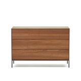 Vedrana Kommode aus 3 Schubladen aus Nussholzfurnier oder Holz und Stahlbeinen 110 x 75 cm von Kave Home – Bild 1