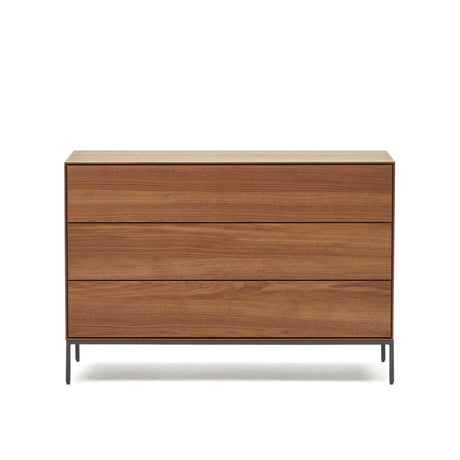 Vedrana Kommode aus 3 Schubladen aus Nussholzfurnier oder Holz und Stahlbeinen 110 x 75 cm von Kave Home – Bild 1