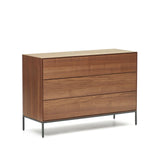 Vedrana Kommode aus 3 Schubladen aus Nussholzfurnier oder Holz und Stahlbeinen 110 x 75 cm von Kave Home – Bild 5