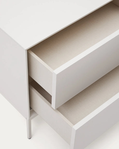 Vedrana Nachttisch 2 Schubladen MDF weiß lackiert 60 x 55 cm von Kave Home – Produktbild 1