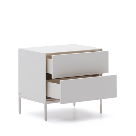 Vedrana Nachttisch 2 Schubladen MDF weiß lackiert 60 x 55 cm von Kave Home – Produktbild 11