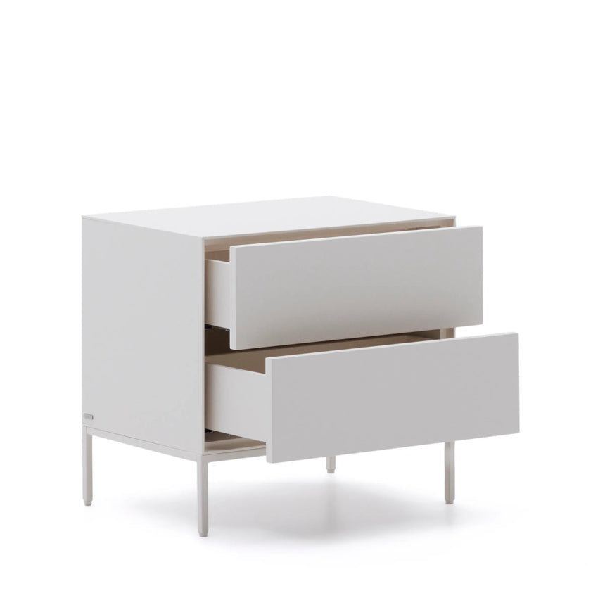 Vedrana Nachttisch 2 Schubladen MDF weiß lackiert 60 x 55 cm von Kave Home – Produktbild 11