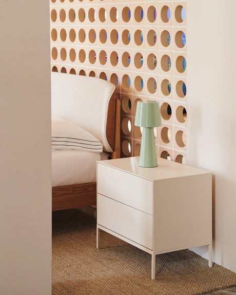 Vedrana Nachttisch 2 Schubladen MDF weiß lackiert 60 x 55 cm von Kave Home – Produktbild 5