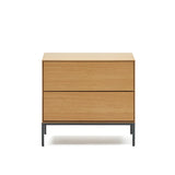 Vedrana Nachttisch 2 Schubladen aus Eichenfurnier und Stahlbeinen in Schwarz 60 x 55 cm von Kave Home – Produktbild 8