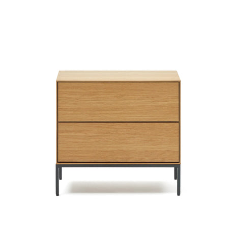 Vedrana Nachttisch 2 Schubladen aus Eichenfurnier und Stahlbeinen in Schwarz 60 x 55 cm von Kave Home – Produktbild 8