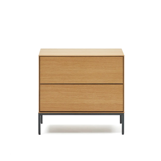Vedrana Nachttisch 2 Schubladen aus Eichenfurnier und Stahlbeinen in Schwarz 60 x 55 cm von Kave Home – Produktbild 8