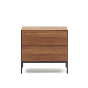Vedrana Nachttisch 2 Schubladen aus Nussholzfurnier und Stahlbeinen in Schwarz 60 x 55 cm von Kave Home – Produktbild 8