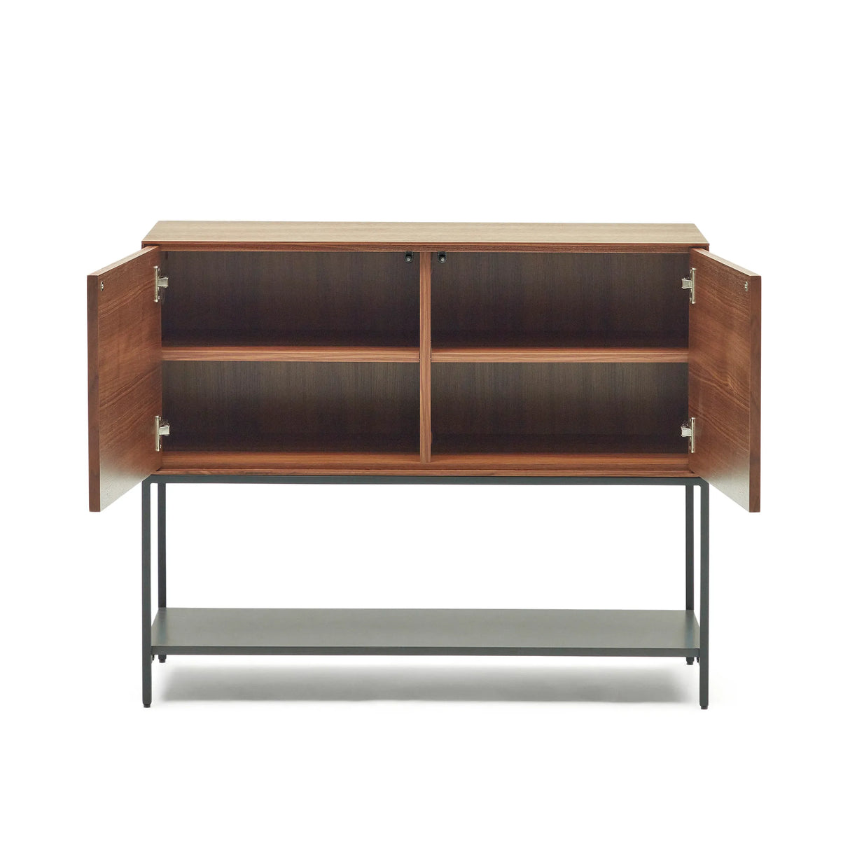 Vedrana Sideboard 2 Türen aus Nussholzfurnier und Stahlbeine in Schwarz 97,5 x 80 cm von Kave Home – Produktbild 11