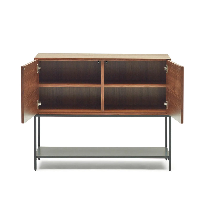 Vedrana Sideboard 2 Türen aus Nussholzfurnier und Stahlbeine in Schwarz 97,5 x 80 cm von Kave Home – Produktbild 11