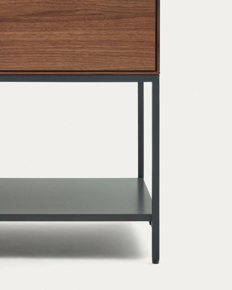 Vedrana Sideboard 2 Türen aus Nussholzfurnier und Stahlbeine in Schwarz 97,5 x 80 cm von Kave Home – Produktbild 2