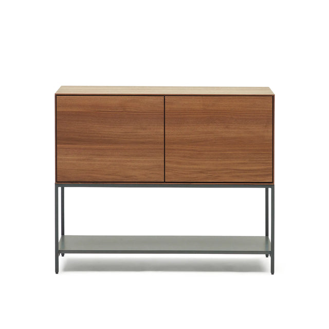 Vedrana Sideboard 2 Türen aus Nussholzfurnier und Stahlbeine in Schwarz 97,5 x 80 cm von Kave Home – Produktbild 7