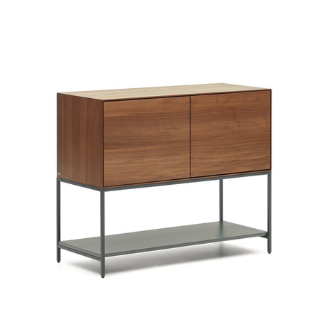 Vedrana Sideboard 2 Türen aus Nussholzfurnier und Stahlbeine in Schwarz 97,5 x 80 cm von Kave Home – Produktbild 9