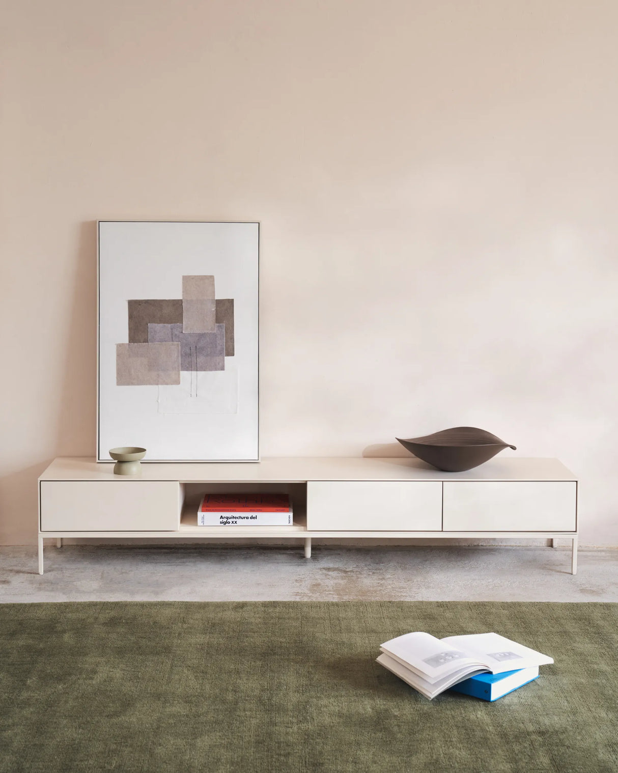 Vedrana TV-Schrank 3 Schubladen MDF weiß lackiert 195 x 35 cm von Kave Home – Produktbild 6