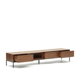 Vedrana TV-Schrank 3 Schubladen aus Nussholzfurnier und Stahlbeine in Schwarz 195 x 35 cm von Kave Home – Produktbild 13