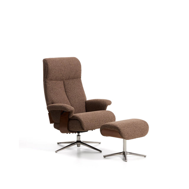 Verstellbarer Drehsessel Toriel mit Fußablage in Microbouclé und mit Beinen aus Aluminium, FSC Mix Credit von Kave Home – Bild 1