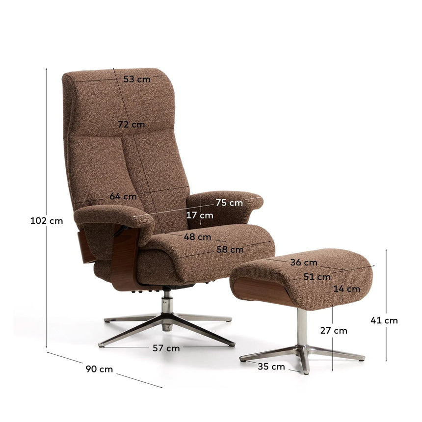 Verstellbarer Drehsessel Toriel mit Fußablage in Microbouclé und mit Beinen aus Aluminium, FSC Mix Credit von Kave Home – Bild 5