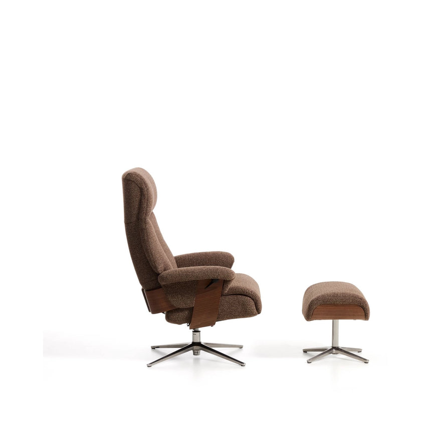 Verstellbarer Drehsessel Toriel mit Fußablage in Microbouclé und mit Beinen aus Aluminium, FSC Mix Credit von Kave Home – Bild 6
