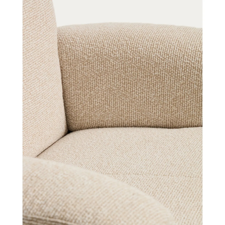 Verstellbarer Drehsessel Toriel mit Fußablage in beigem Microbouclé und mit Beinen aus Aluminium mit schwarzem Finish, FSC Mix Credit von Kave Home – Bild 14