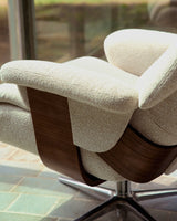 Verstellbarer Drehsessel Toriel mit Fußablage in beigem Microbouclé und mit Beinen aus Aluminium mit schwarzem Finish, FSC Mix Credit von Kave Home – Bild 4