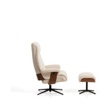 Verstellbarer Drehsessel Toriel mit Fußablage in beigem Microbouclé und mit Beinen aus Aluminium mit schwarzem Finish, FSC Mix Credit von Kave Home – Bild 6