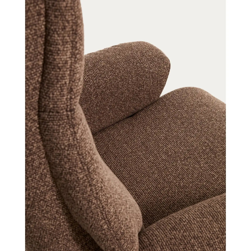 Verstellbarer Drehsessel Toriel mit Fußablage in schokobraunem Microbouclé und mit Beinen aus Aluminium mit schwarzem Finish,  FSC 100% von Kave Home – Bild 14