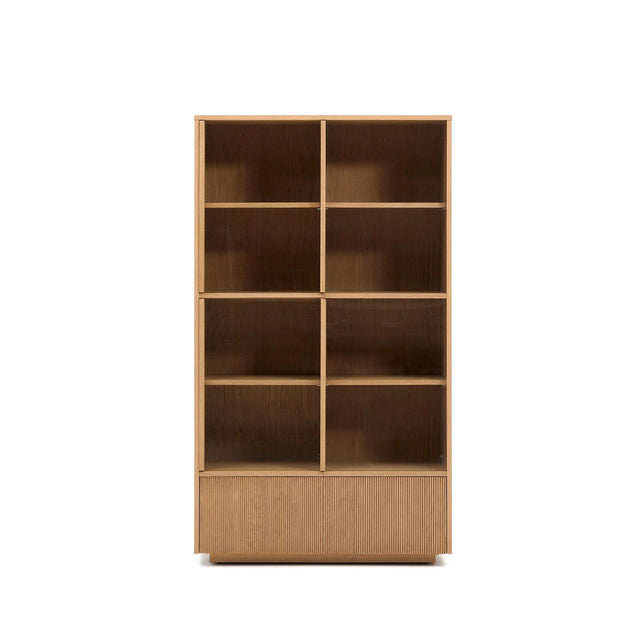 Vitrine Helvine 4 Türen 2 Schubladen Eichenfurnier gehärtetes Glas 100 x 174 cm FSC 100% von Kave Home – Bild 1