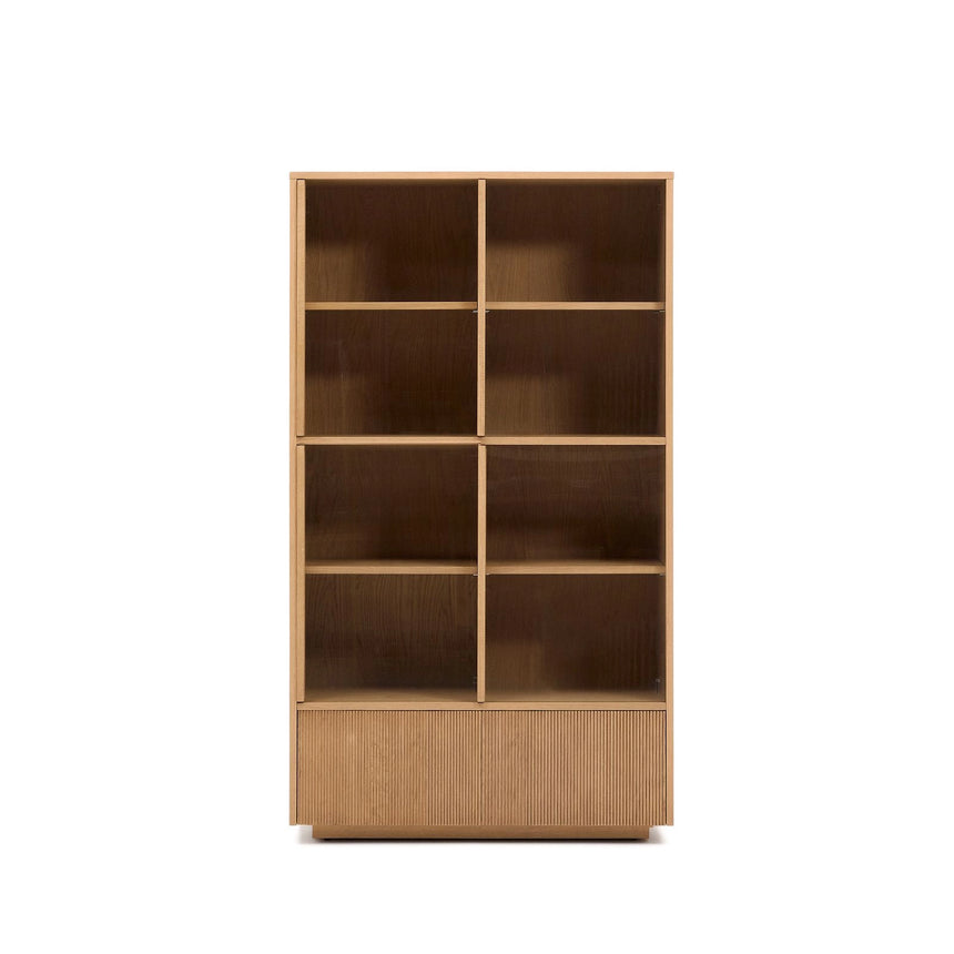 Vitrine Helvine 4 Türen 2 Schubladen Eichenfurnier gehärtetes Glas 100 x 174 cm FSC 100% von Kave Home – Bild 1