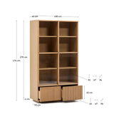 Vitrine Helvine 4 Türen 2 Schubladen Eichenfurnier gehärtetes Glas 100 x 174 cm FSC 100% von Kave Home – Bild 4