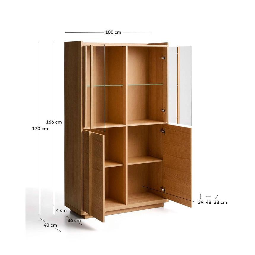 Vitrine Onix aus massivem Eichenholz und Eichenfurnier mit Naturton-Finish 100 x 170 cm FSC Mix Credit von Kave Home – Bild 5
