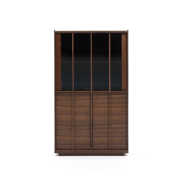 Vitrine Onix massives Walnussholz Walnussfurnier dunkles Finish 100x170 cm FSC Mix Credit von Kave Home – Bild 1