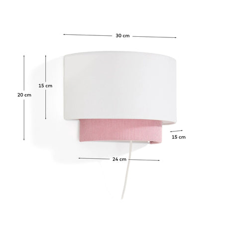 Wandleuchte Bianella aus Baumwolle und rosafarbenem Cord, Ø 40 cm von Kave Home – Bild 3