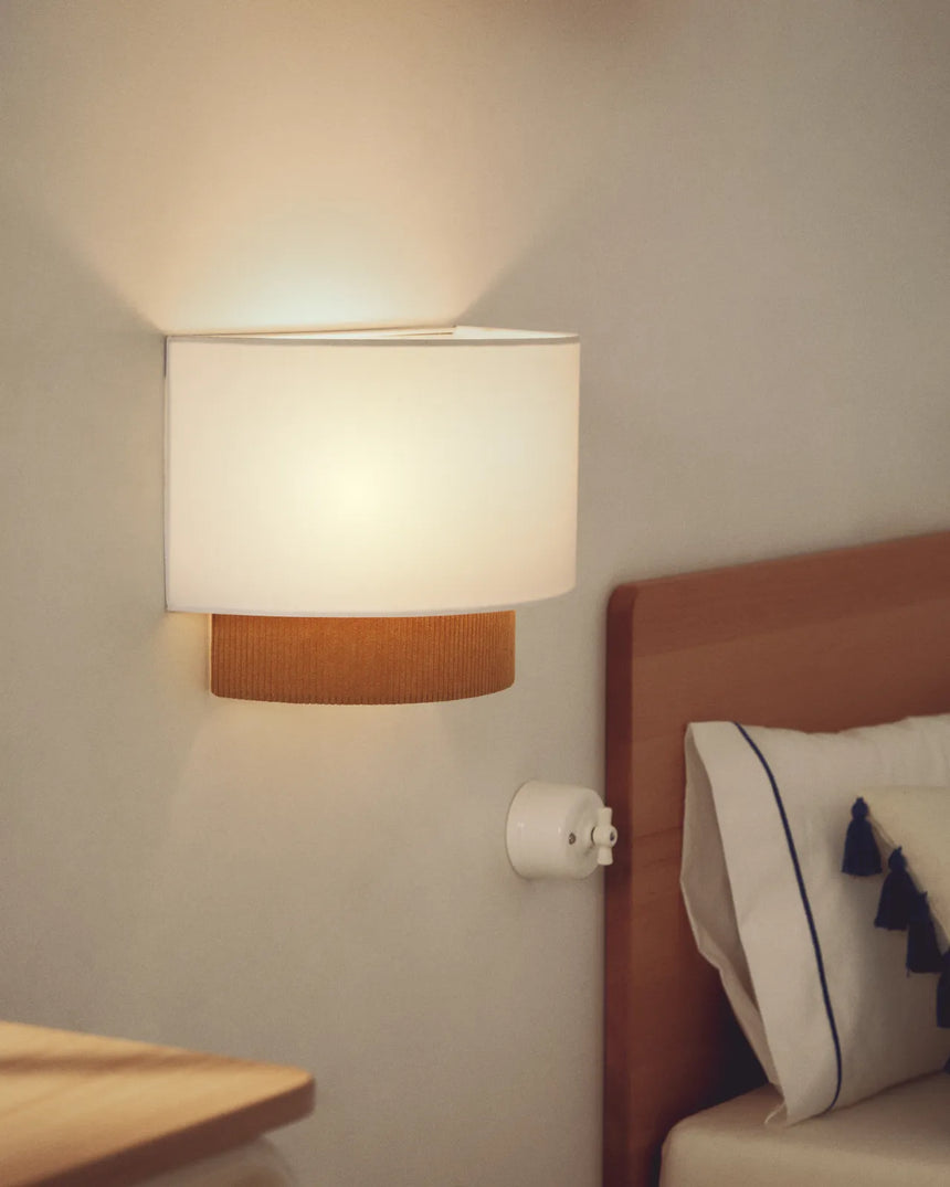 Wandleuchte Bianella aus Baumwolle und senfgelbem Cord, Ø 40 cm von Kave Home – Bild 2