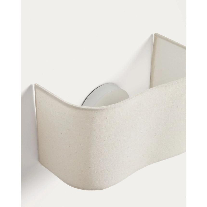 Wandleuchte Lumeni aus Kautschukholz und Leinen in Beige, 25 cm von Kave Home – Bild 5
