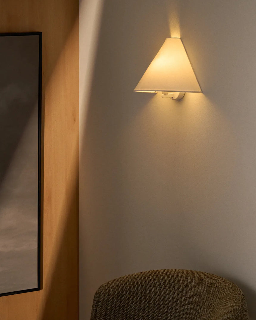 Wandleuchte Lumeni aus Kautschukholz und Leinen in Beige, 30 cm von Kave Home – Bild 2