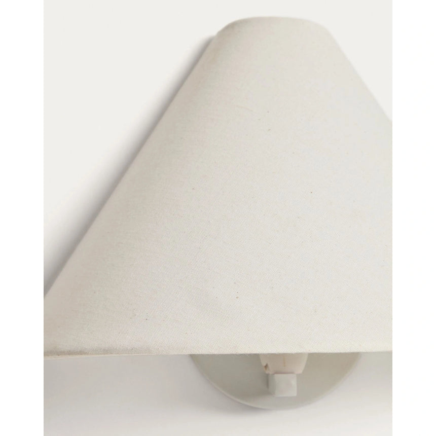 Wandleuchte Lumeni aus Kautschukholz und Leinen in Beige, 30 cm von Kave Home – Bild 5