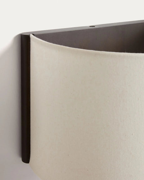 Wandleuchte Umbran aus dunkelbraunem Kautschukholz und Leinen in Beige von Kave Home – Bild 5