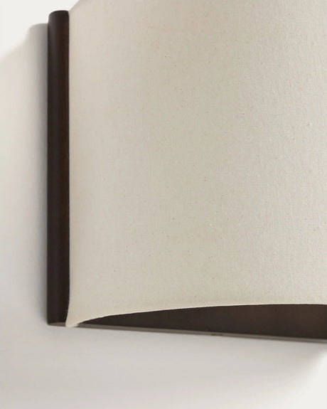 Wandleuchte Umbran aus dunkelbraunem Kautschukholz und Leinen in Beige von Kave Home – Bild 6
