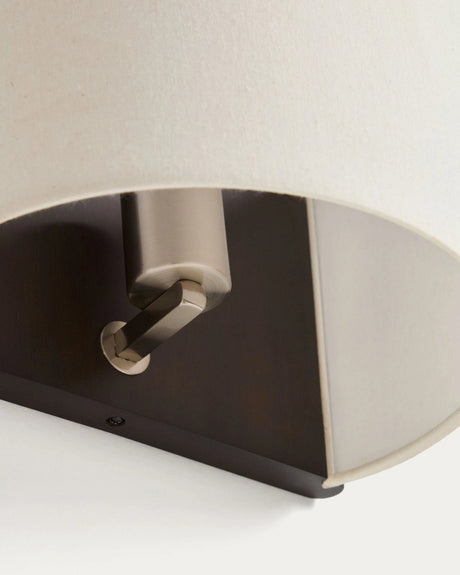 Wandleuchte Umbran aus dunkelbraunem Kautschukholz und Leinen in Beige von Kave Home – Bild 7