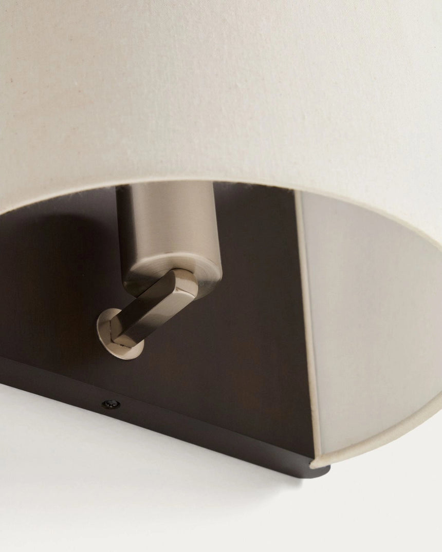 Wandleuchte Umbran aus dunkelbraunem Kautschukholz und Leinen in Beige von Kave Home – Bild 7