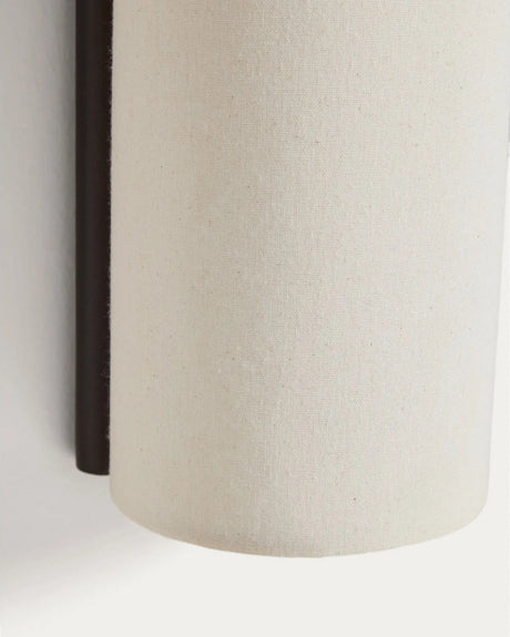 Wandleuchte Umbran aus dunkelbraunem Kautschukholz und Leinen in Beige von Kave Home – Bild 5