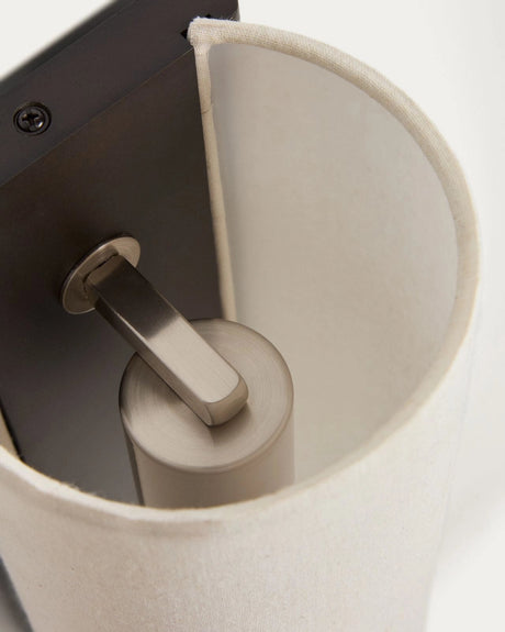 Wandleuchte Umbran aus dunkelbraunem Kautschukholz und Leinen in Beige von Kave Home – Bild 6